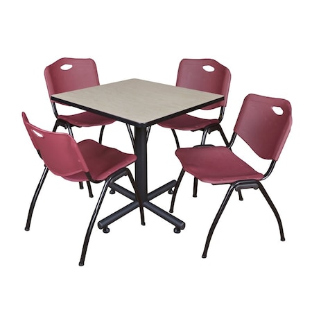 Kobe Kobe Square Table & Chair Set, Wood, Metal, Plastic Top, Maple TKB3030PL47BY